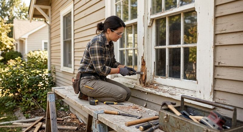 Window Trim Wood Rot Repair